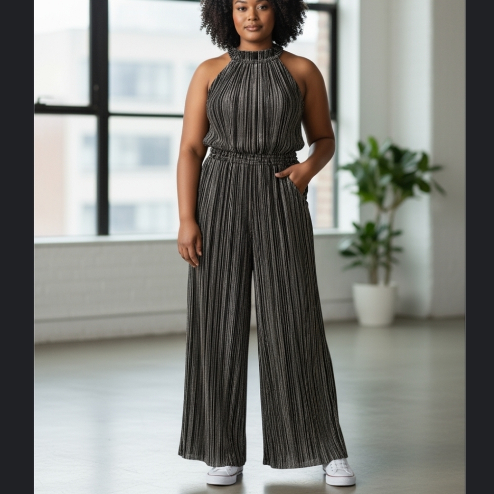 London Times Jumpsuit Black/White (Size 16) NWT